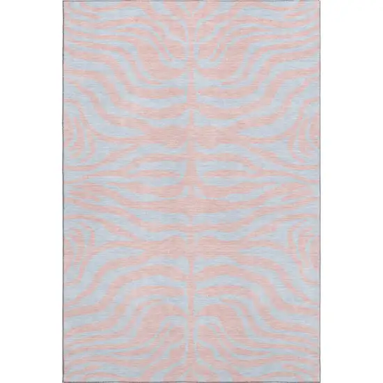 Pink And Sky Blue Animal Print Washable Area Rug With UV Protection Photo 1