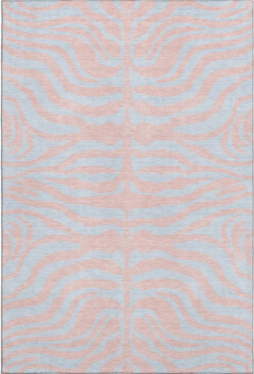 Pink And Sky Blue Animal Print Washable Area Rug With UV Protection Photo 1