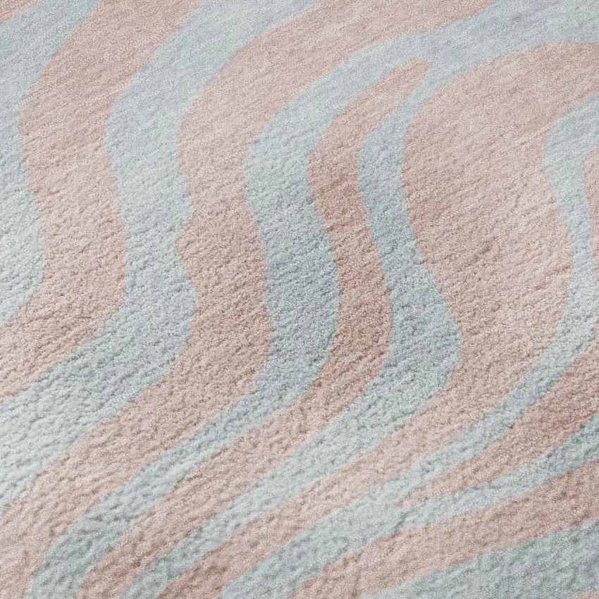 Pink And Sky Blue Animal Print Washable Area Rug With UV Protection Photo 9