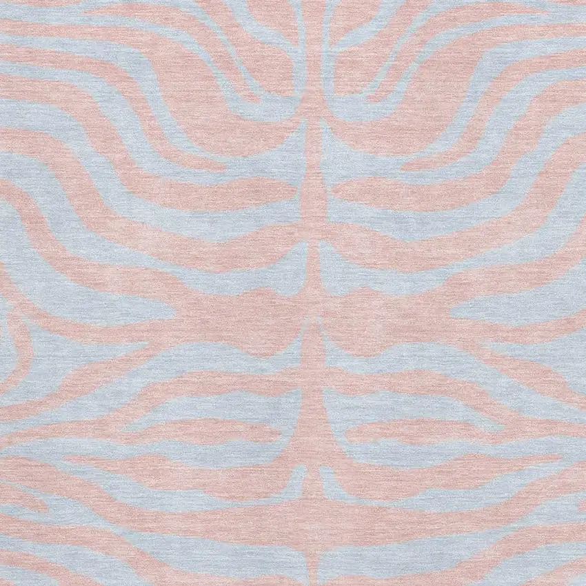 Pink And Sky Blue Animal Print Washable Area Rug With UV Protection Photo 2