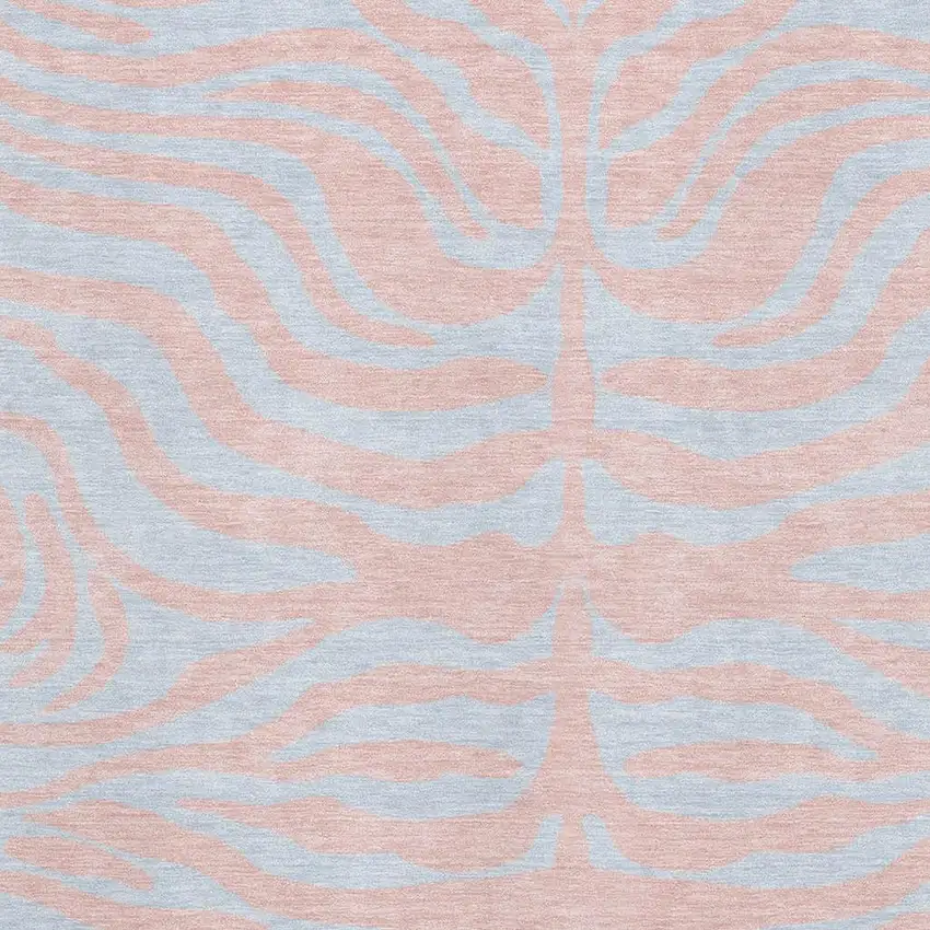 Pink And Sky Blue Animal Print Washable Area Rug With UV Protection Photo 2