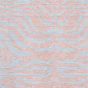 Photo of Pink And Sky Blue Animal Print Washable Area Rug With UV Protection