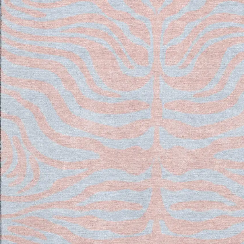 Pink And Sky Blue Animal Print Washable Area Rug With UV Protection Photo 2
