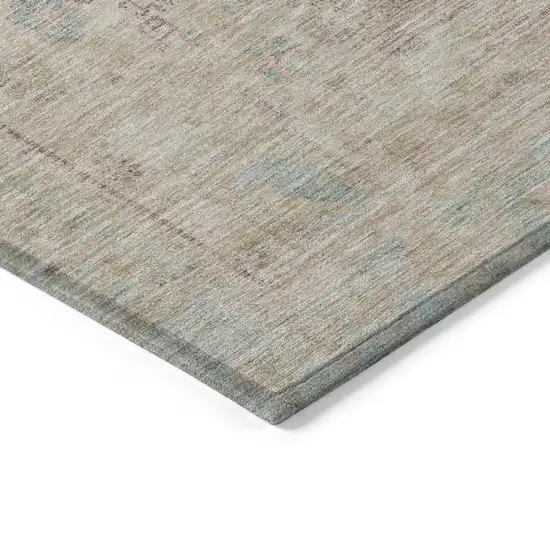 Pink And Sky Blue Oriental Washable Indoor Outdoor Area Rug Photo 4