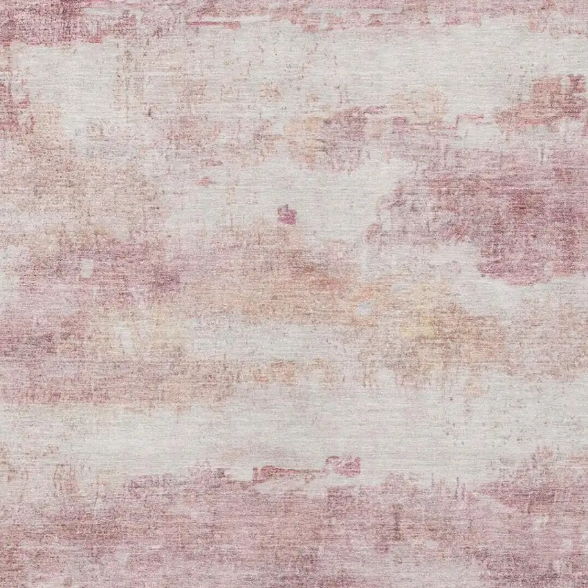 Pink And Tan Abstract Washable Indoor Outdoor Area Rug Photo 5