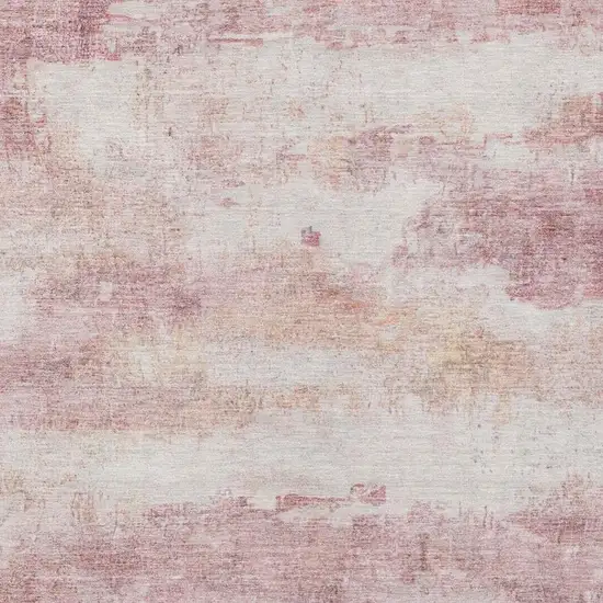 Pink And Tan Abstract Washable Indoor Outdoor Area Rug Photo 6