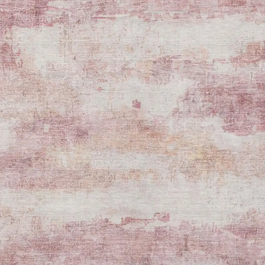 Pink And Tan Abstract Washable Indoor Outdoor Area Rug Photo 6