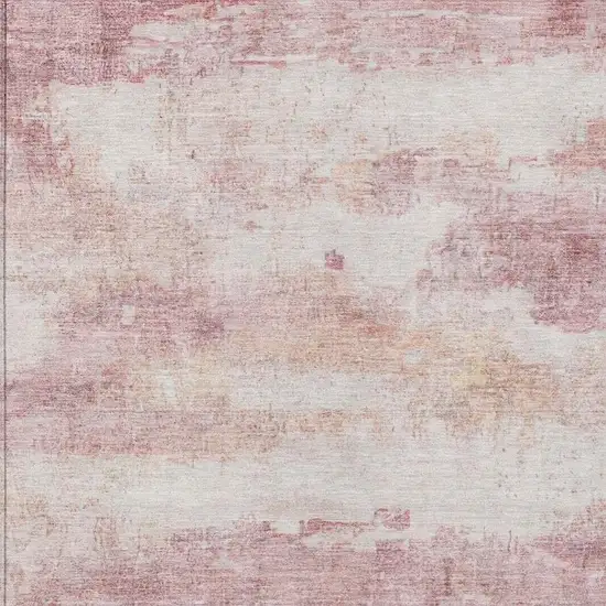 Pink And Tan Abstract Washable Indoor Outdoor Area Rug Photo 4