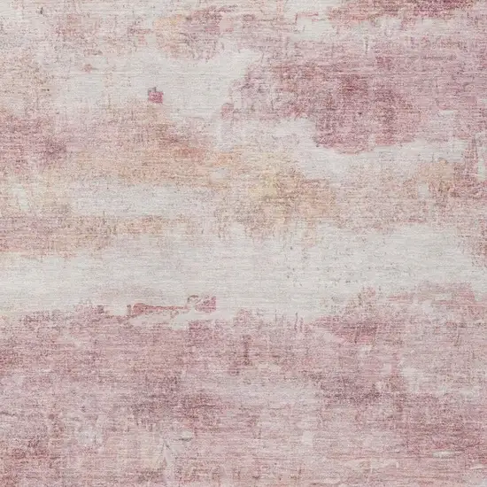 Pink And Tan Abstract Washable Indoor Outdoor Area Rug Photo 1