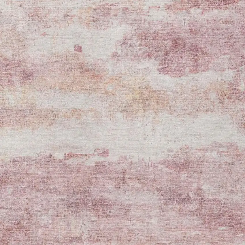 Pink And Tan Abstract Washable Indoor Outdoor Area Rug Photo 1