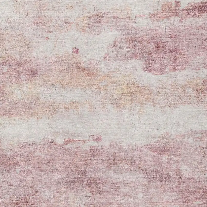Pink And Tan Abstract Washable Indoor Outdoor Area Rug Photo 9