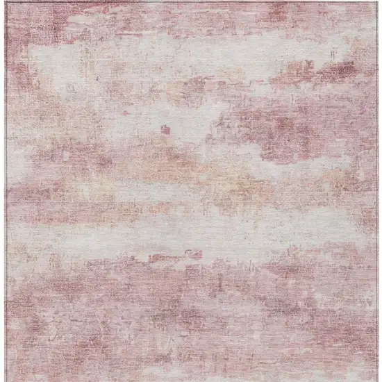 Pink And Tan Abstract Washable Indoor Outdoor Area Rug Photo 7