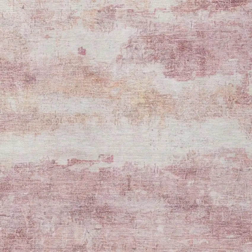 Pink And Tan Abstract Washable Indoor Outdoor Area Rug Photo 9