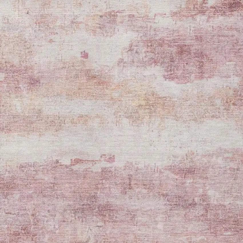Pink And Tan Abstract Washable Indoor Outdoor Area Rug Photo 4