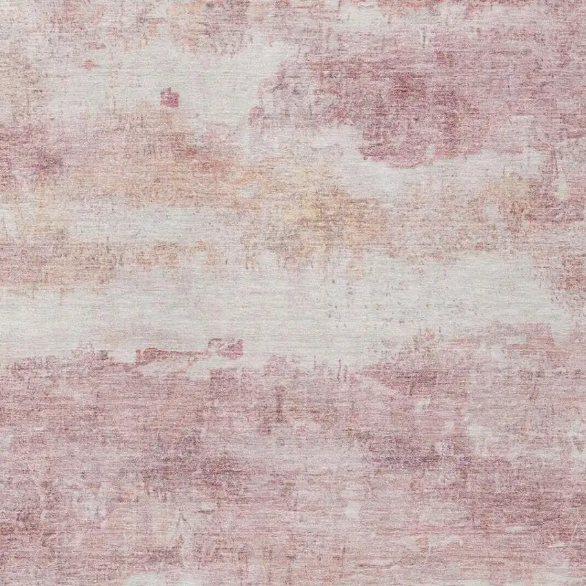 Pink And Tan Abstract Washable Indoor Outdoor Area Rug Photo 8