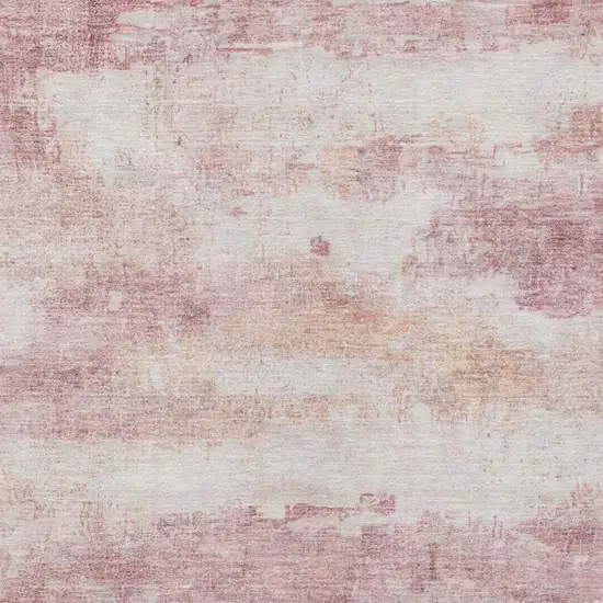 Pink And Tan Abstract Washable Indoor Outdoor Area Rug Photo 6