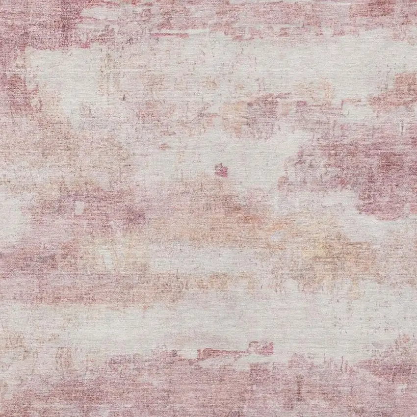 Pink And Tan Abstract Washable Indoor Outdoor Area Rug Photo 6