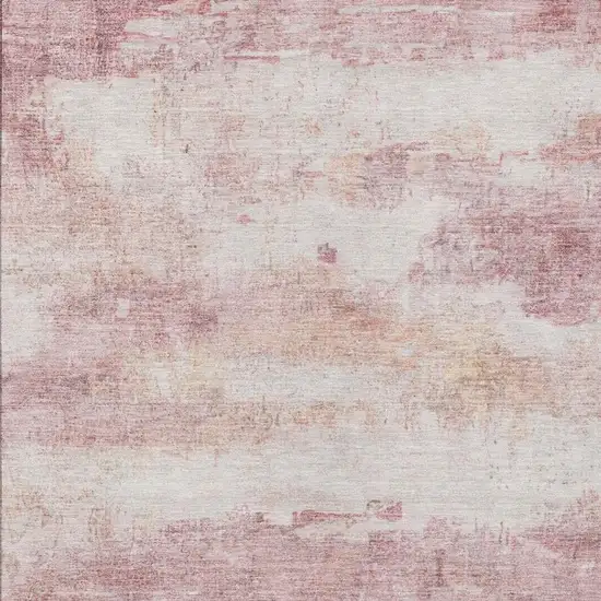 Pink And Tan Abstract Washable Indoor Outdoor Area Rug Photo 2