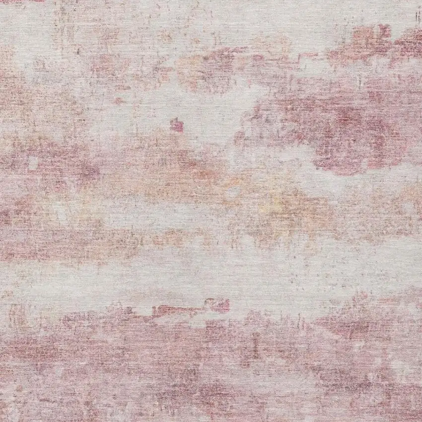 Pink And Tan Abstract Washable Indoor Outdoor Area Rug Photo 4