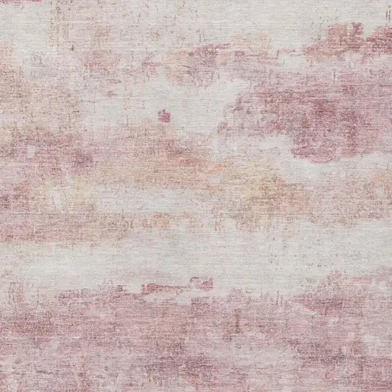 Pink And Tan Abstract Washable Indoor Outdoor Area Rug Photo 4