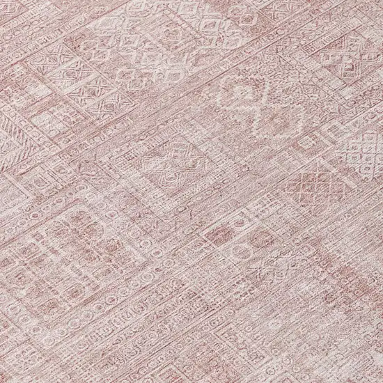Pink And Tan Oriental Washable Indoor Outdoor Area Rug Photo 4