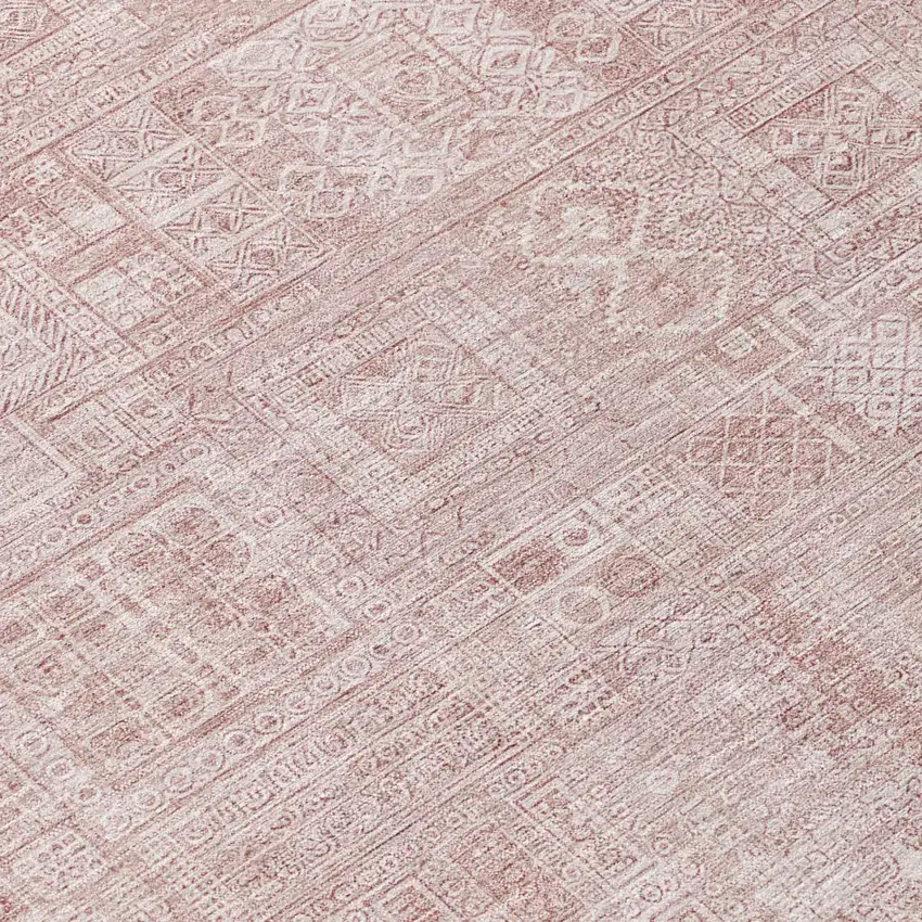 Pink And Tan Oriental Washable Indoor Outdoor Area Rug Photo 4