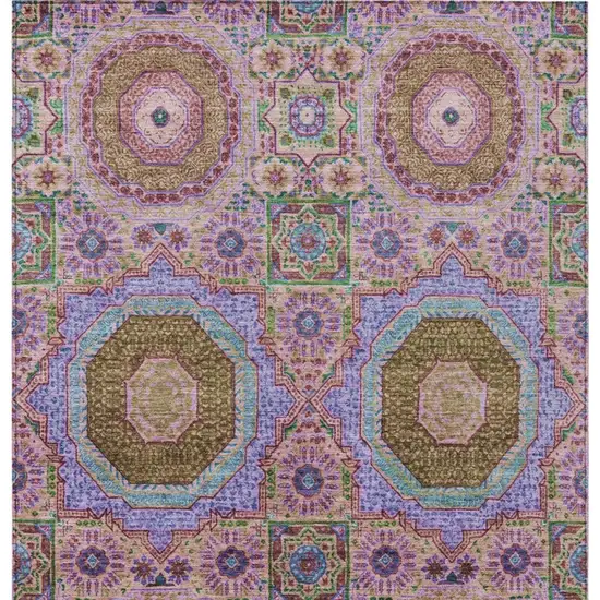 Pink And Teal Blue Medallion Washable Indoor Outdoor Area Rug Photo 4