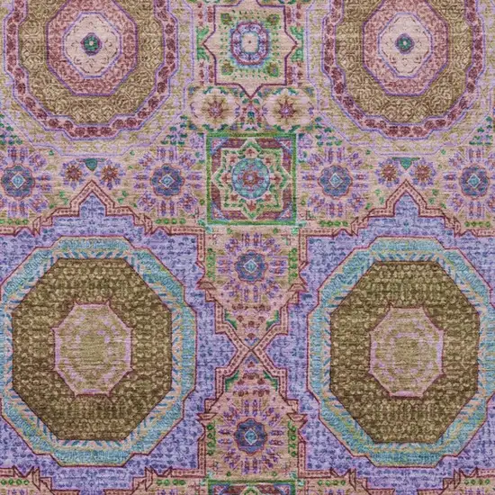 Pink And Teal Blue Medallion Washable Indoor Outdoor Area Rug Photo 3