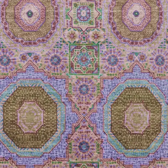 Pink And Teal Blue Medallion Washable Indoor Outdoor Area Rug Photo 8