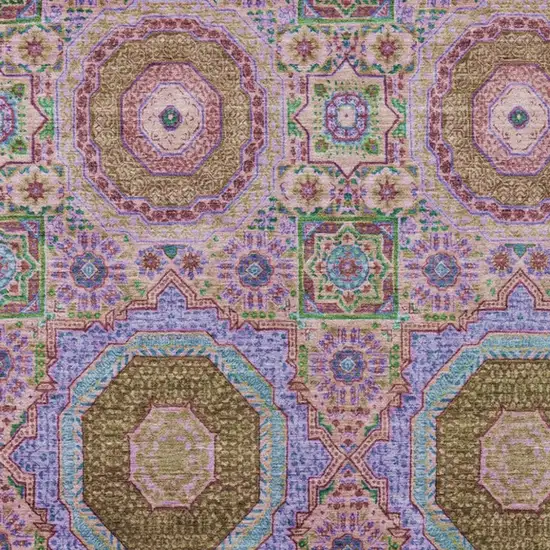 Pink And Teal Blue Medallion Washable Indoor Outdoor Area Rug Photo 3