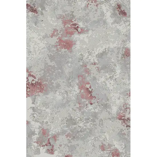 Gray Ivory And Pink Abstract Distressed Area Rug Photo 2