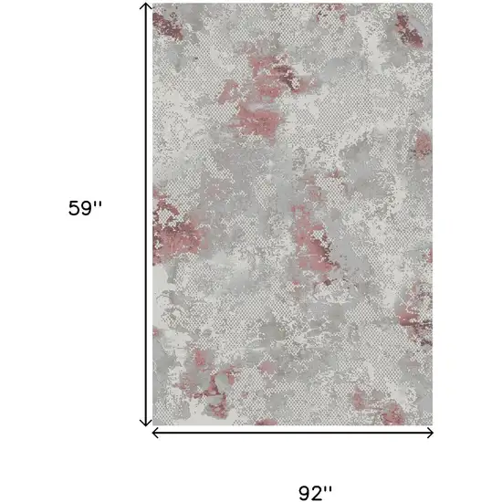 Gray Ivory And Pink Abstract Distressed Area Rug Photo 6