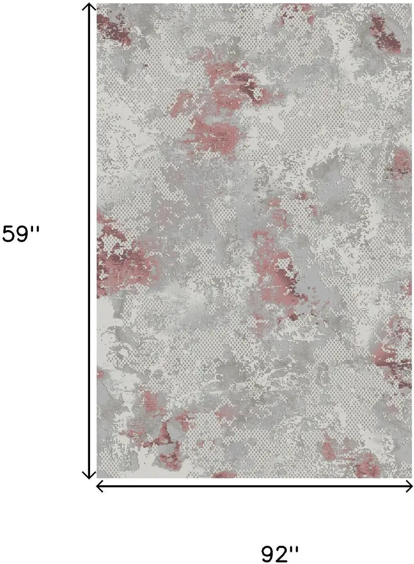Gray Ivory And Pink Abstract Distressed Area Rug Photo 6