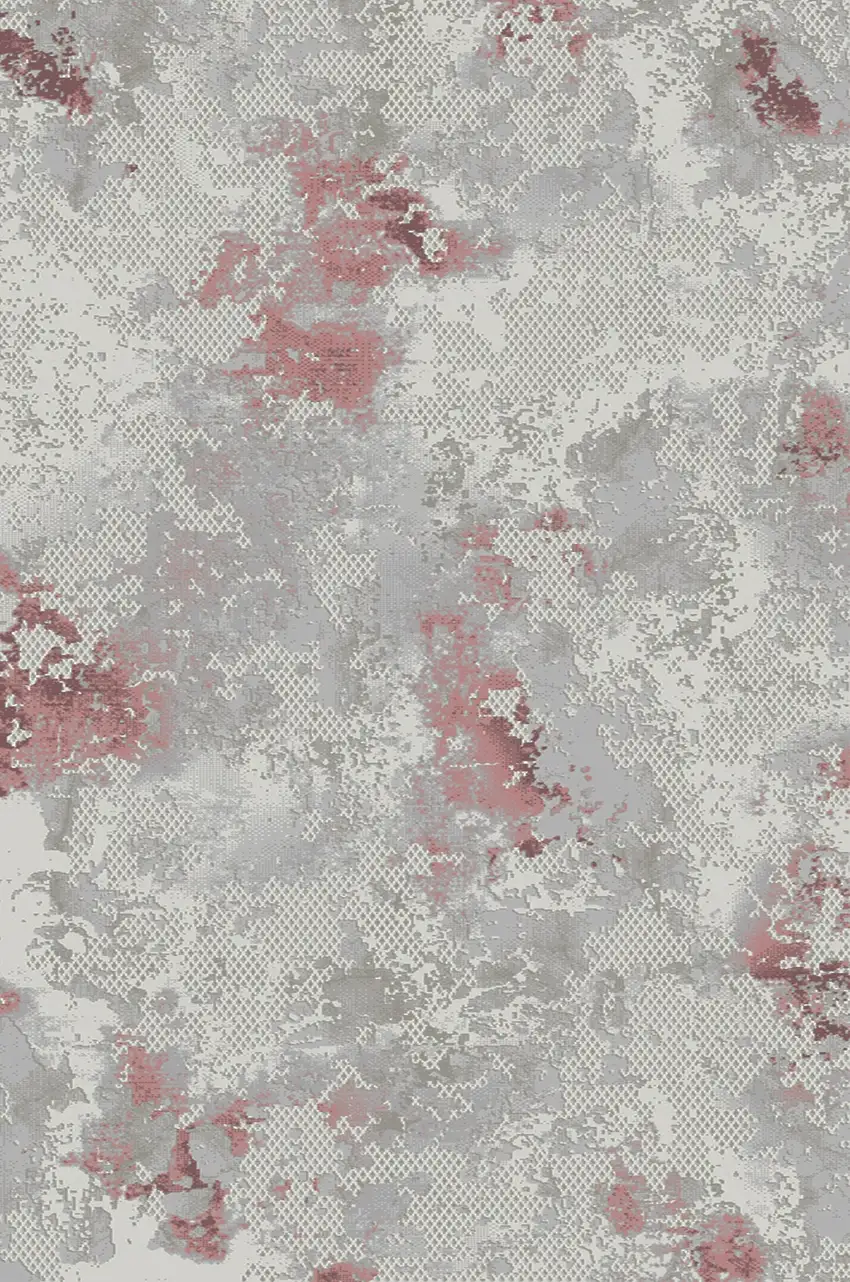Gray Ivory And Pink Abstract Distressed Area Rug Photo 2