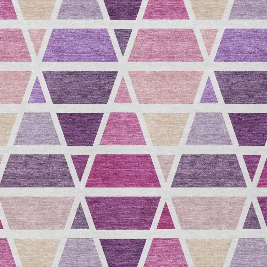 Pink And White Geometric Washable Indoor Outdoor Area Rug Photo 3