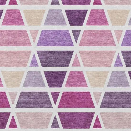 Pink And White Geometric Washable Indoor Outdoor Area Rug Photo 3