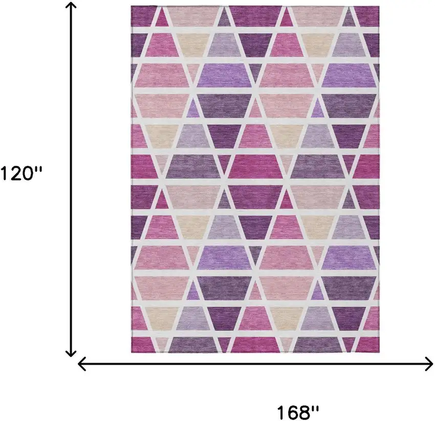 Pink And White Geometric Washable Indoor Outdoor Area Rug Photo 7