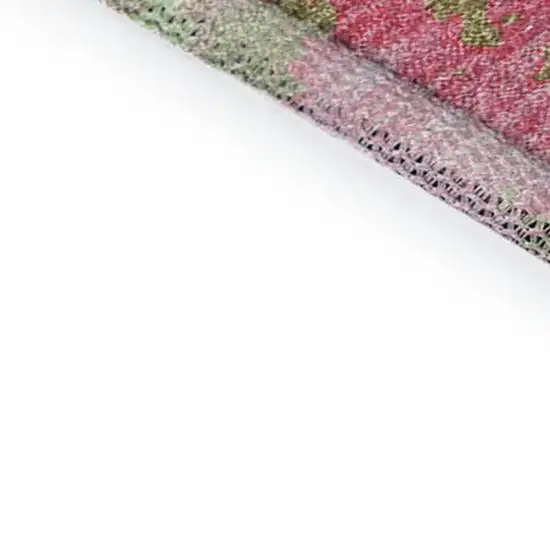 Pink Artichoke Green And Ivory Abstract Washable Area Rug With UV Protection Photo 6