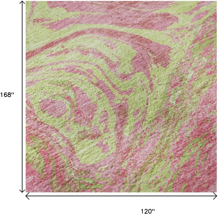 Pink Artichoke Green And Ivory Abstract Washable Area Rug With UV Protection Photo 9