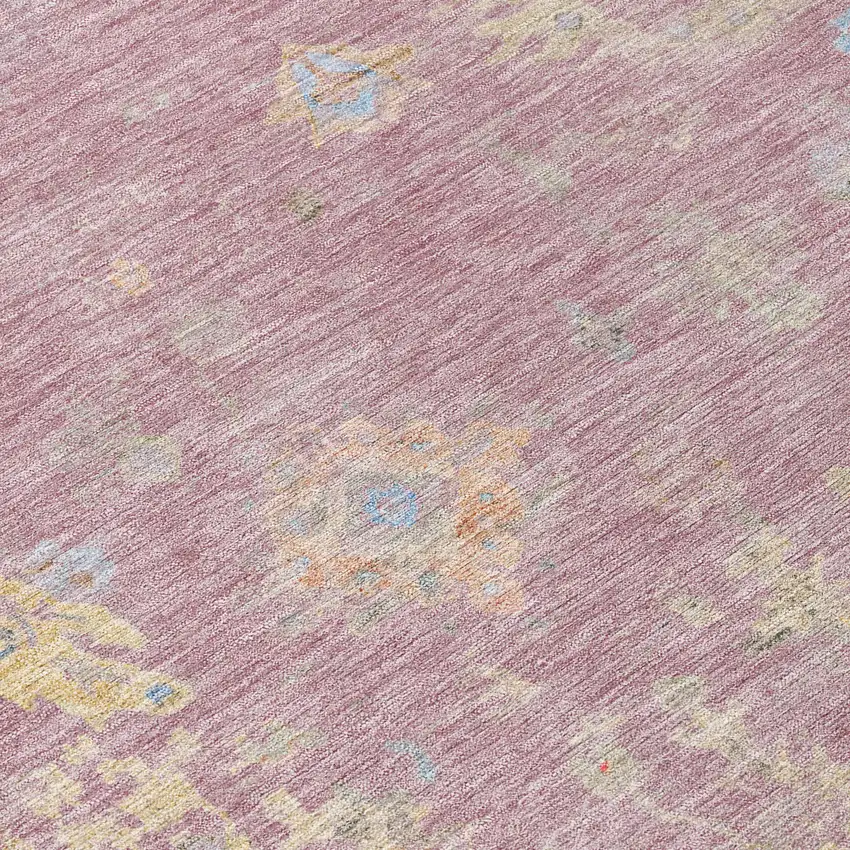 Pink Beige And Gray Floral Washable Indoor Outdoor Area Rug Photo 7