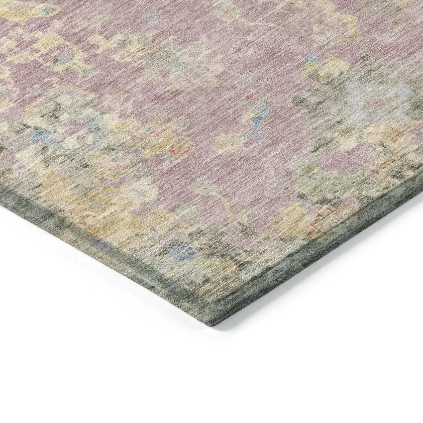 Pink Beige And Gray Floral Washable Indoor Outdoor Area Rug Photo 7