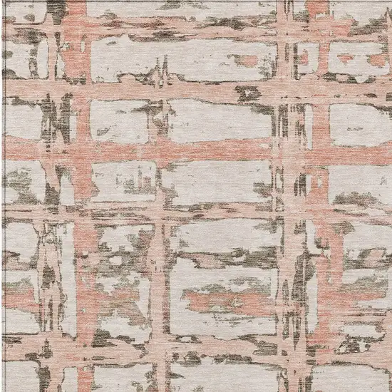 Pink Beige And Taupe Striped Washable Indoor Outdoor Area Rug Photo 5