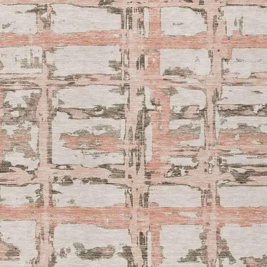 Pink Beige And Taupe Striped Washable Indoor Outdoor Area Rug Photo 5