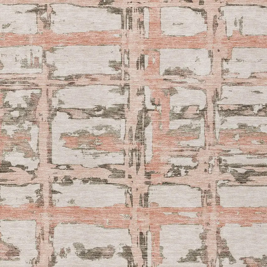 Pink Beige And Taupe Striped Washable Indoor Outdoor Area Rug Photo 5