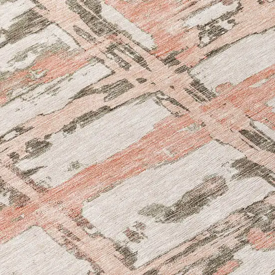 Pink Beige And Taupe Striped Washable Indoor Outdoor Area Rug Photo 4