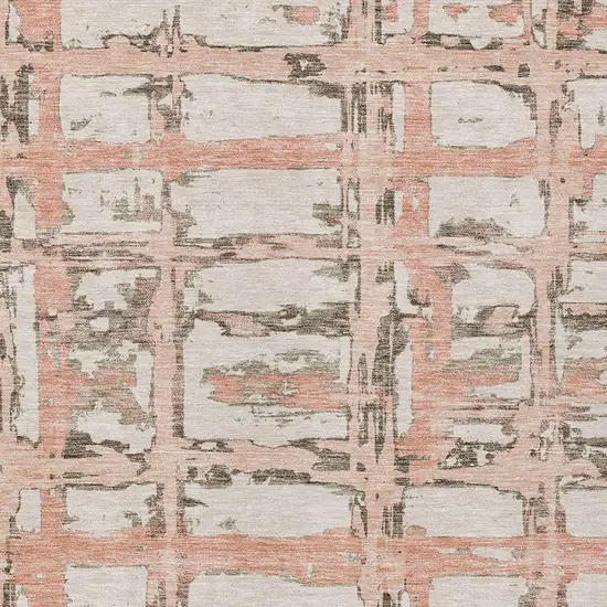 Pink Beige And Taupe Striped Washable Indoor Outdoor Area Rug Photo 5