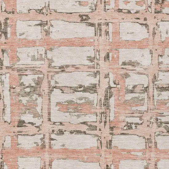 Pink Beige And Taupe Striped Washable Indoor Outdoor Area Rug Photo 5
