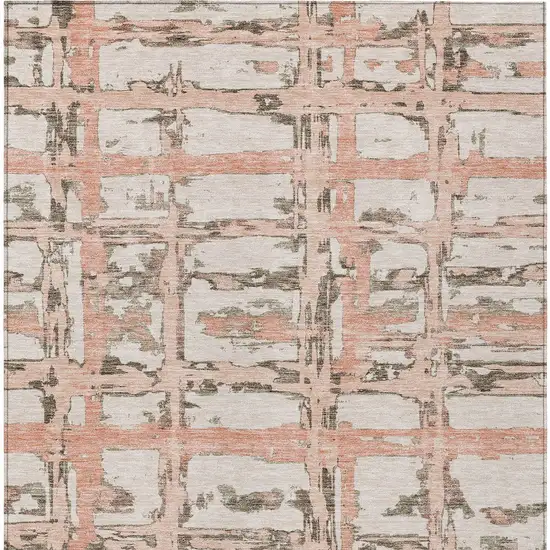 Pink Beige And Taupe Striped Washable Indoor Outdoor Area Rug Photo 6