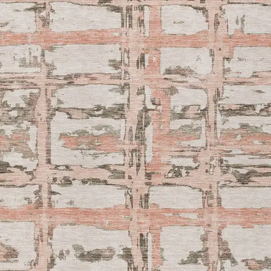 Pink Beige And Taupe Striped Washable Indoor Outdoor Area Rug Photo 5