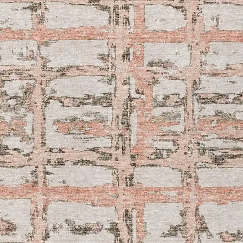 Pink Beige And Taupe Striped Washable Indoor Outdoor Area Rug Photo 5